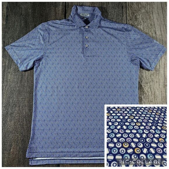Peter Millar Other - Peter Millar Summer Comfort Pool Balls Billiards Polo Blue White Shirt Med